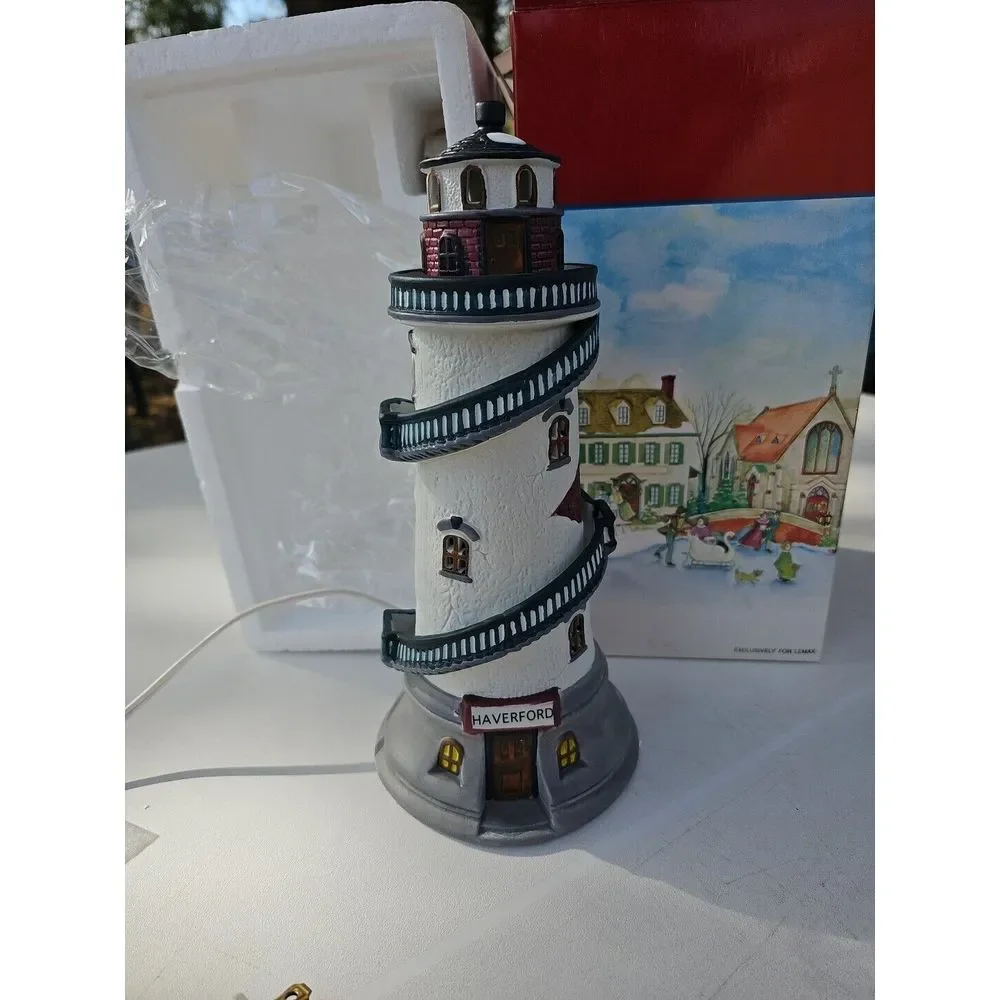 Lemax New Point Light House #95372 Retired 1999 Flashing‎ Rare Open Box
